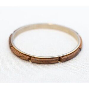 Vintage Brown Wood Bricks Stylish Bangle Bracelet 8 inch - A22